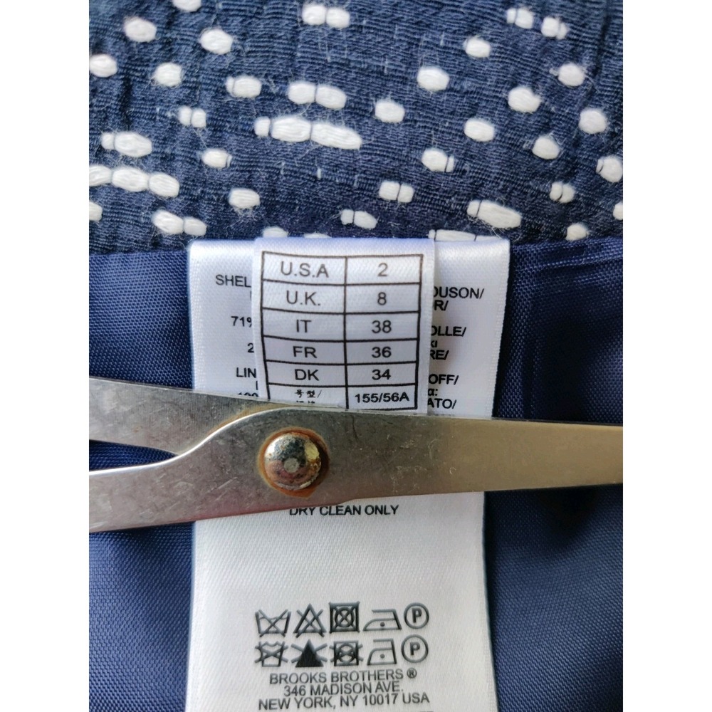 Brooks Brothers Pencil Skirt Navy Blue White Cotton‎ Blend Knee Length Size 2 - Picture 3 of 5